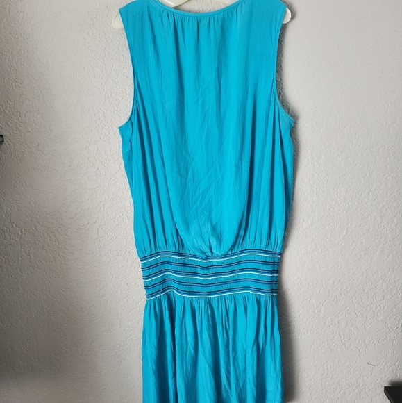 Ramy Brook Dany VNeck Sleeveless Embroidered Mini Dress Smocked Drop Waist Large - Picture 3 of 11